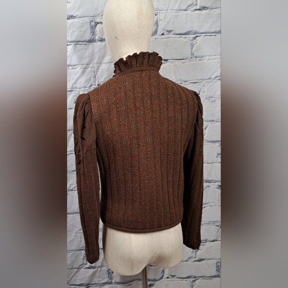 Vintage 70s 60 San Yuet Women's 2 Pc Set Skirt Jacket Suit Brown Japan Small 25W - Picture 6 of 14